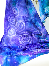 Load image into Gallery viewer, Silk Scarf Violet Aqua Celtic