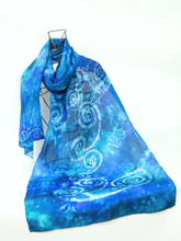 Load image into Gallery viewer, Large Silk Habotai Shawl Celtic Blue Teal