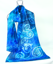 Load image into Gallery viewer, Large Silk Habotai Shawl Celtic Blue Teal
