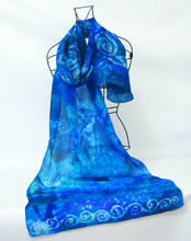 Load image into Gallery viewer, Large Silk Habotai Shawl Celtic Blue Teal
