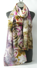 Load image into Gallery viewer, Large Silk Shawl Celtic Pale Pinks and Olive