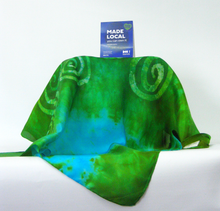 Load image into Gallery viewer, Silk Square Scarf Celtic Green Blue Skies