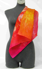 Load image into Gallery viewer, Mannequin_wearing_a_vibrant_scarf with_orange_and_pink_gradient_on_a white_background