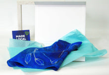 Load image into Gallery viewer, Silk Bandana Hand Painted The Swallow in Blue