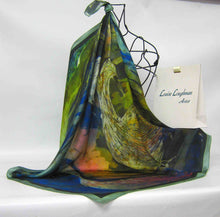 Load image into Gallery viewer, Silk Satin Square Printed The Children of Lir Green