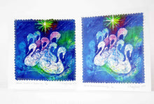 Load image into Gallery viewer, Hand made Card Seven Swans a Swimming