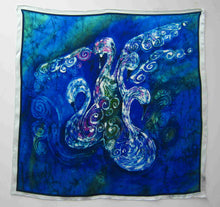 Load image into Gallery viewer, Silk Satin Printed Square The Children of Lir Blue and Pink