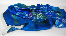Load image into Gallery viewer, Silk Satin Printed Square The Children of Lir Blue and Pink