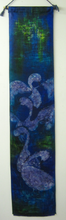 Load image into Gallery viewer, Silk Wall Hanging The Children of Lir Dark Violet Blue