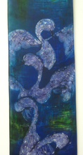 Load image into Gallery viewer, Silk Wall Hanging The Children of Lir Dark Violet Blue