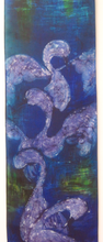 Load image into Gallery viewer, Silk Wall Hanging The Children of Lir Dark Violet Blue