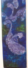 Load image into Gallery viewer, Silk Wall Hanging The Children of Lir Dark Violet Blue