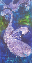 Load image into Gallery viewer, Silk Wall Hanging The Children of Lir Dark Violet Blue