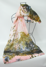 Load image into Gallery viewer, Silk Habotai Scarf The Long Tail Tit Earth
