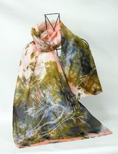 Load image into Gallery viewer, Silk Habotai Scarf The Long Tail Tit Earth
