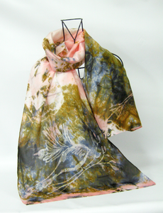Silk Habotai Scarf The Long Tail Tit Earth