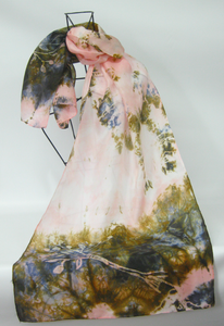 Silk Habotai Scarf The Long Tail Tit Earth