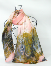 Load image into Gallery viewer, Silk Habotai Scarf The Long Tail Tit Earth
