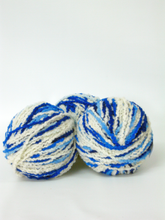 Load image into Gallery viewer, Hand dyed chunky wool Blue and White
