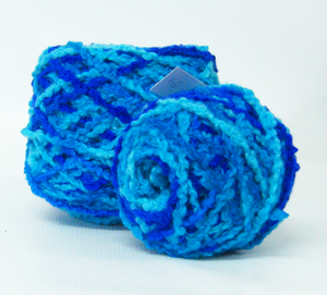 Hand dyed chunky wool Turquoise, Aqua and Brilliant Blue