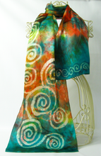 Load image into Gallery viewer, silk_satin_scarf_hand_painted_in_Ireland_madelocal
