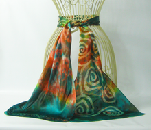 Load image into Gallery viewer, Silk Satin Scarf Celtic Autumn
