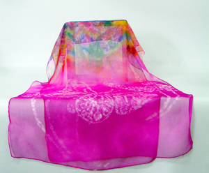 Fine Silk Chiffon Scarf Pink Butterfly