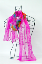 Load image into Gallery viewer, Fine Silk Chiffon Scarf Pink Butterfly
