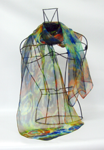 Load image into Gallery viewer, Silk Chiffon Scarf Earth Green Celtic
