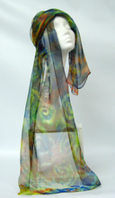 Load image into Gallery viewer, Silk Chiffon Scarf Earth Green Celtic
