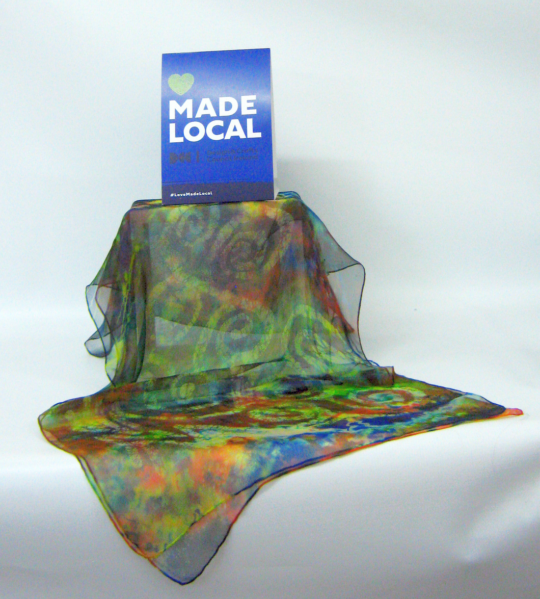 Silk Chiffon Scarf Earth Green Celtic