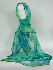 Silk Chiffon Scarf Green Celtic