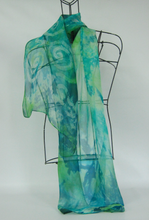 Load image into Gallery viewer, Silk Chiffon Scarf Green Celtic
