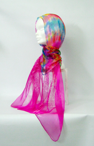 Fine Silk Chiffon Scarf Pink Butterfly