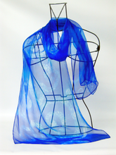 Load image into Gallery viewer, Silk Chiffon Scarf Celtic Blue Jewel
