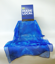 Load image into Gallery viewer, Silk Chiffon Scarf Celtic Blue Jewel
