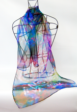 Load image into Gallery viewer, Silk Chiffon Scarf Deep Rainbow Celtic Jewel

