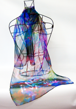 Load image into Gallery viewer, Silk Chiffon Scarf Deep Rainbow Celtic Jewel
