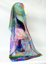 Load image into Gallery viewer, Silk Chiffon Scarf Deep Rainbow Celtic Jewel
