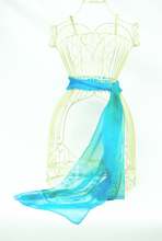 Load image into Gallery viewer, Silk Chiffon Scarf Spirals in Turquoise and Green
