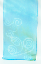 Load image into Gallery viewer, Silk Chiffon Scarf Spirals in Turquoise and Green
