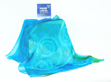 Load image into Gallery viewer, Silk Chiffon Scarf Spirals in Turquoise and Green
