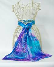 Load image into Gallery viewer, Silk Satin Scarf Celtic Blue Pink Haze
