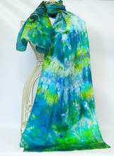 Load image into Gallery viewer, Silk Satin Scarf Celtic Midnight Emerald

