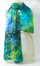 Load image into Gallery viewer, Silk Satin Scarf Celtic Midnight Emerald
