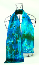 Load image into Gallery viewer, Silk Satin Neck Scarf Celtic Teal and Olive
