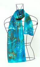 Load image into Gallery viewer, Silk Satin Neck Scarf Celtic Teal and Olive
