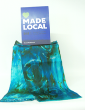 Load image into Gallery viewer, Silk Satin Neck Scarf Celtic Teal and Olive
