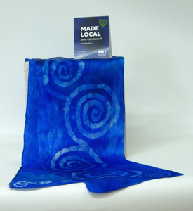 Silk Satin Neck Scarf Blue Celtic Blue