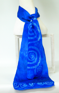 Silk Satin Neck Scarf Blue Celtic Blue